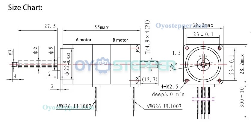 10Pcs NEMA 11 Coaxial Stacked Stepper Motor 1.8&deg; 55mN.m 0.67A 6.16 V 2 Phase Multilayer Stepper Motor